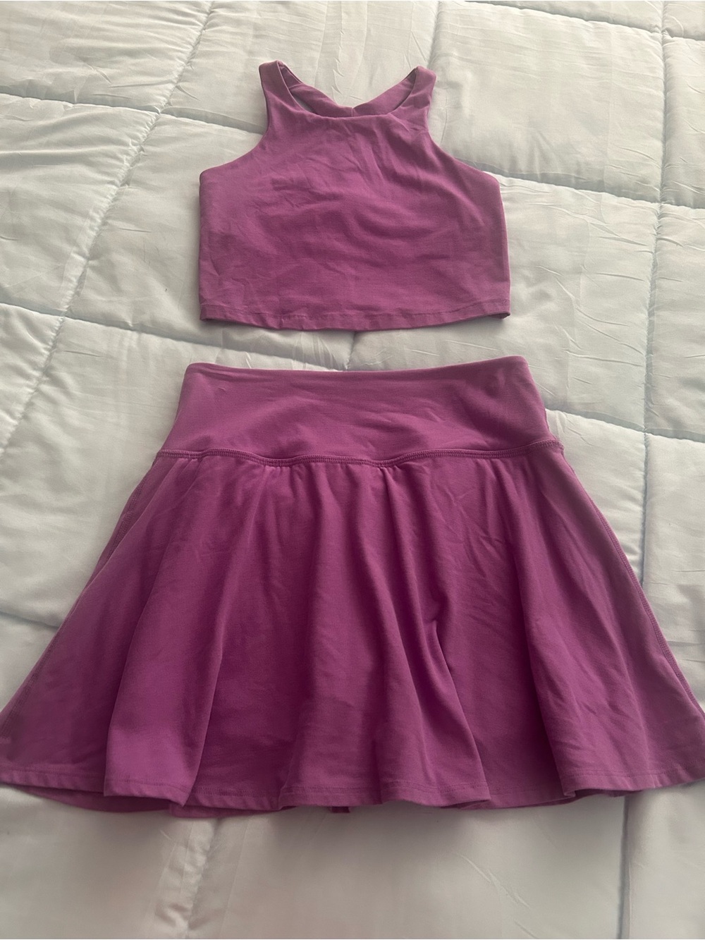 Beyond Yoga Magenta Crop Top & Skirt Set